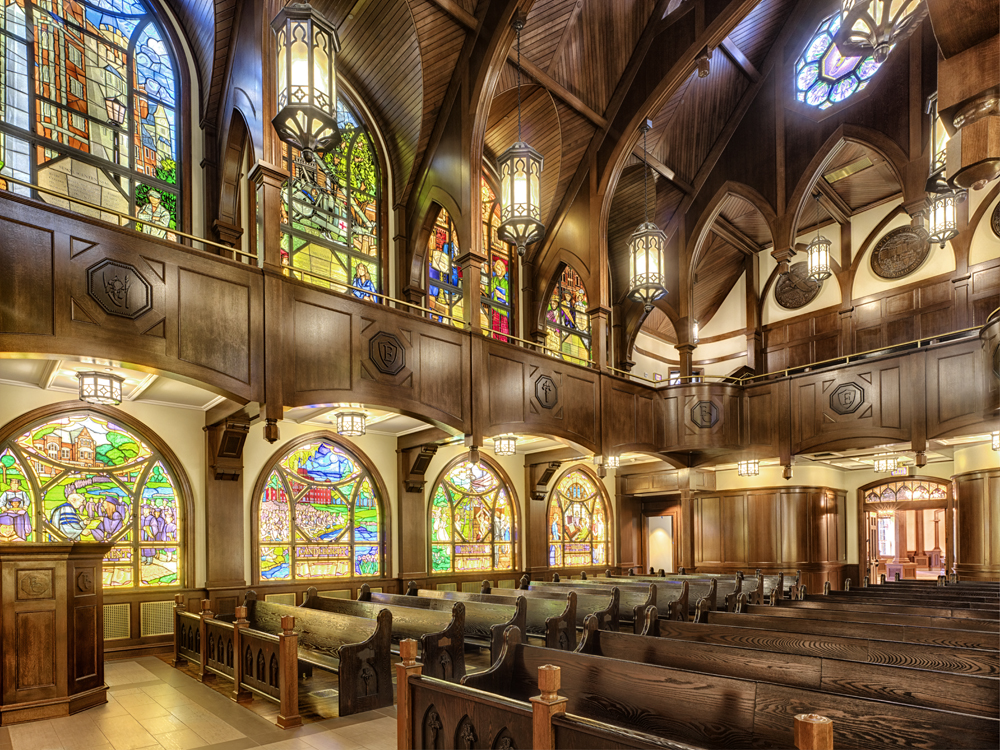 John P. Stopen Cowles Hall Elmira College Project inside church