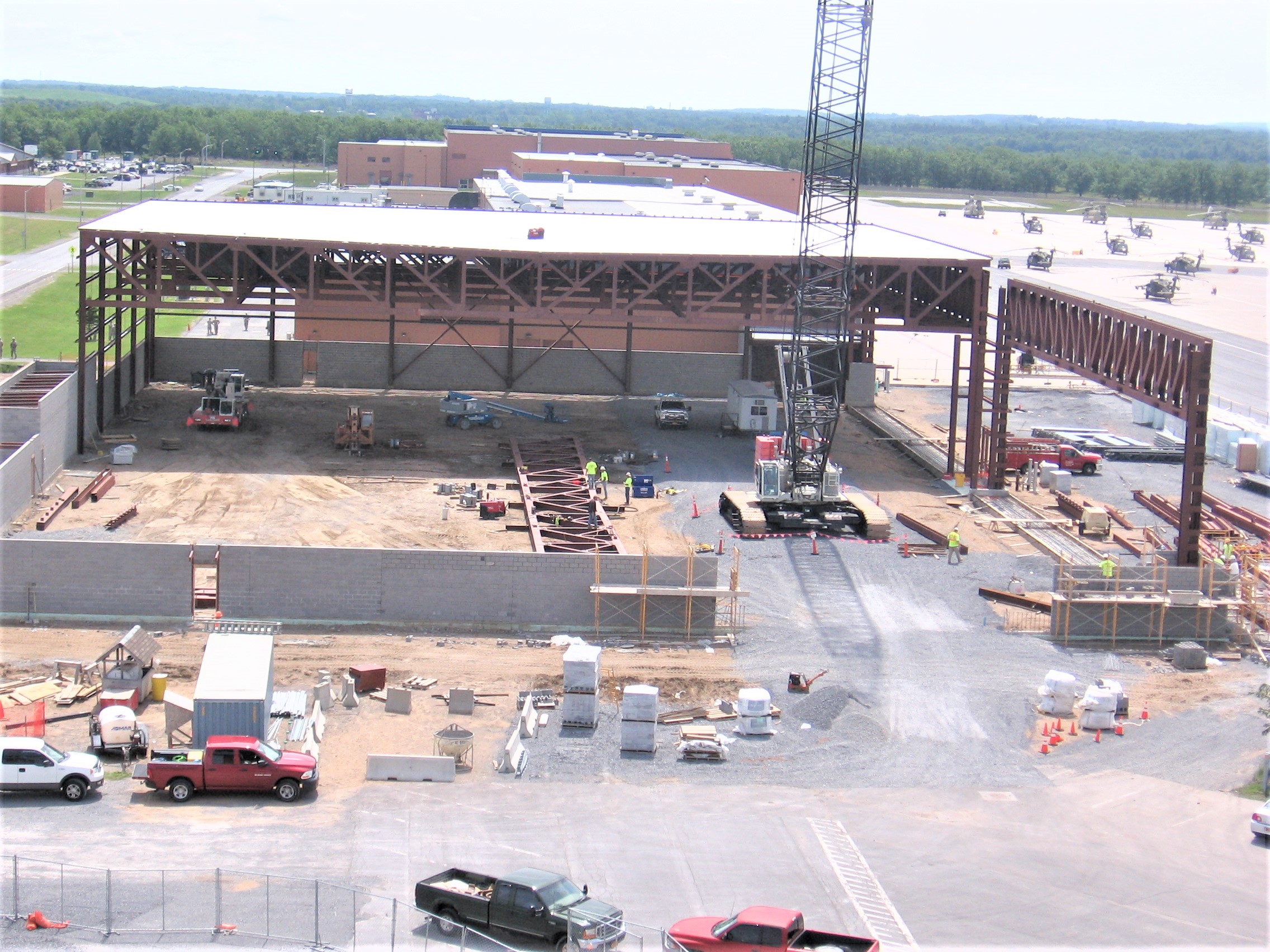 John P. Stopen Fort Drum Hangar Project drone view construction