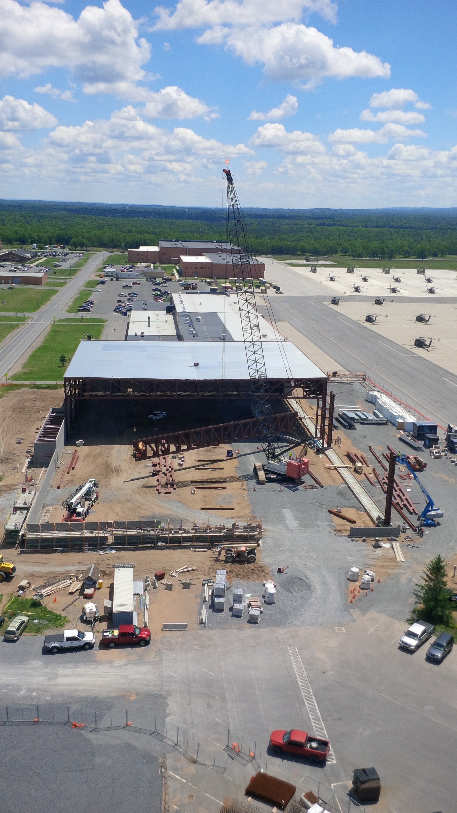 John P. Stopen Fort Drum Hangar Project drone view construction